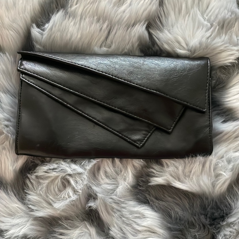 Black leather clutch